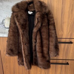Women's Brown Faux Fur Coat